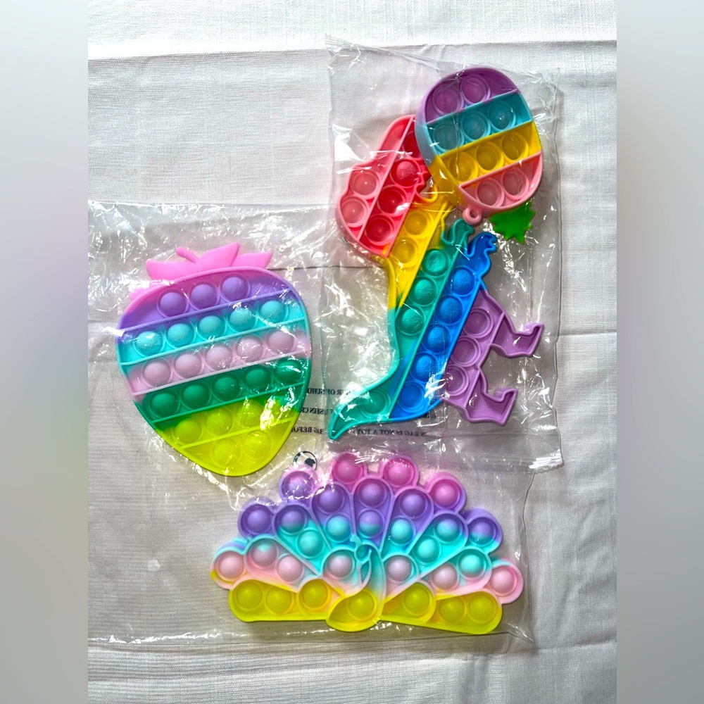 Pastel Rainbow Pop It Bundle Peacock, Pineapple Pop It